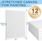ESRICH Stretched Canvas for Painting, 12 Pack 9x12 Inch Canvas Value Pack,Primed Acid-Free Cotton Blank Canvases, Painting Canvas for Oil & Acrylic Paint.