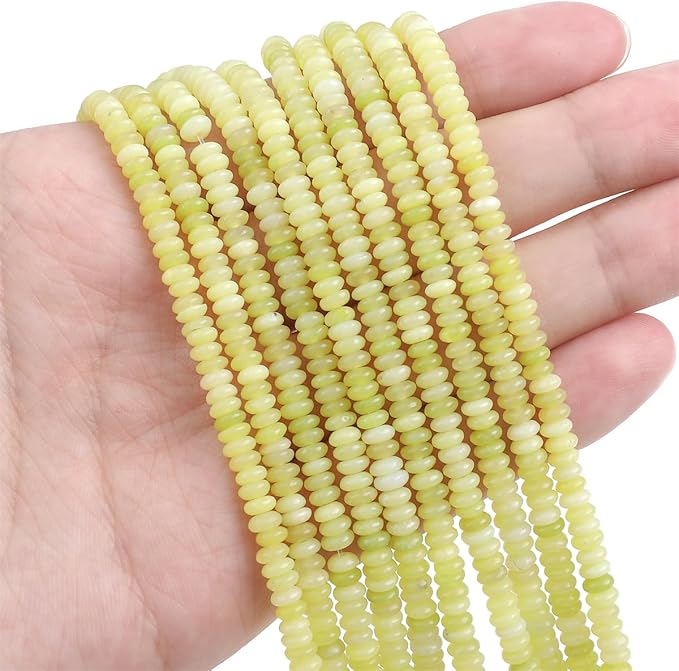 Natural Lemon Jade Spacer Beads Caps Rondelle Disk Loose Beads for Beading Jewelry Making 4mmx2mm 38cm