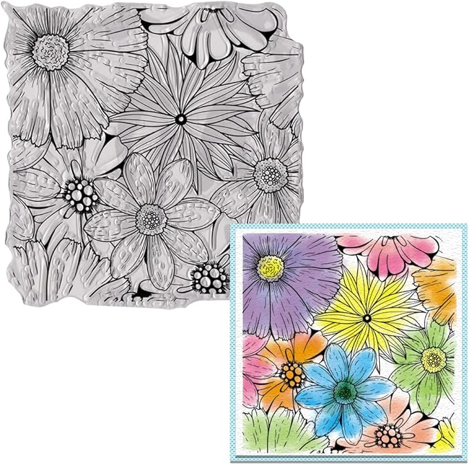 Spring Flowers Background Clear Stamps for Card Making and Journaling, Floral Leaves Silicone Stamps Flowers Rubber Stamps for Scrapbooking DIY Cards Album Crafts Supplies