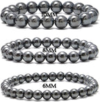 NCB 100pcs Original Natural Stone Beads Gemstone Round Loose Beads 6mm 8mm 10mm (Black Hematite, 6mm 100Beads)