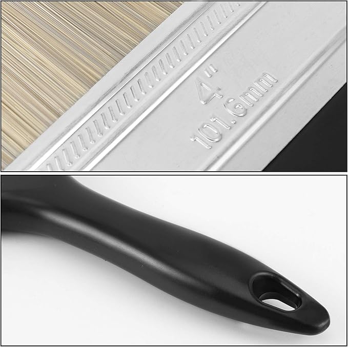 10 Ea 4 Inch Paint Brushes, Home Wall Trim House Paintbrush Bulk with Treated Plastic Handle, Cheap Paint Brushes for Wall Decor