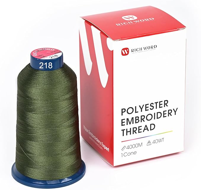 Richword Selected Green Embroidery Thread 4000M(4374Y) 40WT Polyester Thread 100 Colors Selected for Commercial Multi Needles and Single Needle Embroidery Machine 0218