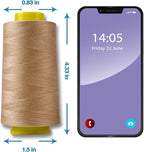 Dark Cream Serger Thread, All-Purpose Thread for Sewing, Polyester, 4 Cones of 3000 Yards Each Spool for Sewing Machine