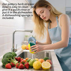 Herb Stripper Bowl, Herb Peeling Tool for Separating Leaves and Stems, Crafted from Ceramic, Multiple Hole Sizes for Various Herbs