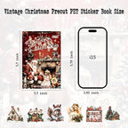 Vintage Christmas Scrapbook Stickers for Scrapbooking Supplies, 20 Sheets Precut PET Sticker Book for Journaling, Junk Journals, Collage, Card Making, Bujo, Crafts Arts
