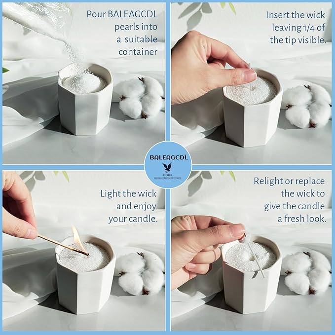 Pearled Candle Extra Wicks 300 Pack for Pearled Candle Making - 2 Inch White Cotton Candle Wicks for Candle Making DIY