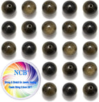 NCB 200pcs 4mm Loose Beads for Jewelry Making Natural Semi Precious Beads Round Smooth Gemstones Spacer Beads Charms for Necklaces Bracelets (Black Golden Obsidian, 4mm 200Beads)