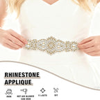 PEARLY JUN 11 Pcs Gold Rhinestone Applique Patches Pearl Rhinestone Patches Iron on Appliques for Dresses Hand Sewing Craft Projects DIY Wedding Clothes Shoes Hats Bags Embellishments