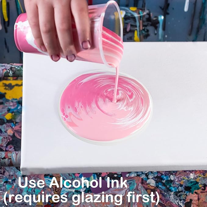 24 Pack Ceramic Tiles for Crafts with 2 Holders, White Unglazed Blank Ceramic Costers with Self-Adhesive Cork Backing Pads for Acrylic Pouring, Painting, Make Your Own DIY Coasters (Round)