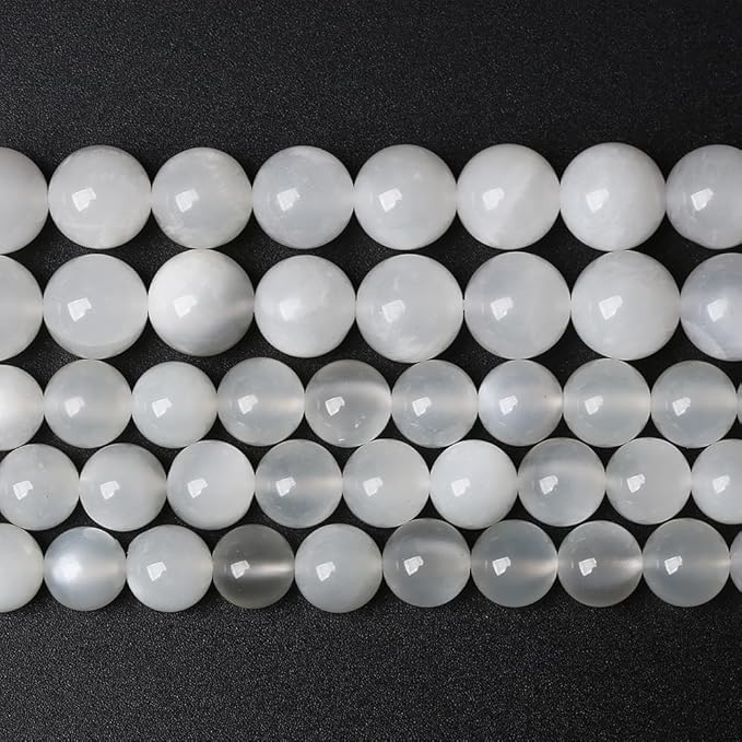88pcs 4mm Natural White Moonstone Beads AAA Gemstone Round Loose Beads for Jewelry Making DIY Bracelets Necklaces Crystal Energy Healing Stone Beads 15" (4mm, White Moonstone)