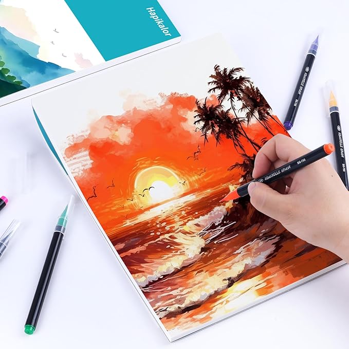 Hapikalor 18"x24" Large Watercolor Paper Pad, 1-Pack 30 Sheets 140lb/300gsm Artist Painting Large Drawing Pad, Art Supplies for Adults Kids, Watercolors, Watercolor Paint Set, Sketchbook, Teal