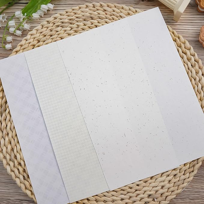 LewuwoPoing 30 Sheets Textured Art Paper Assorted Set 5.8x8.3 Inch A5 Mixed Special Craft Paper for Scrapbooking Junk Journaling Supplies dialy Plan Gift Card Embellishments Work(White)