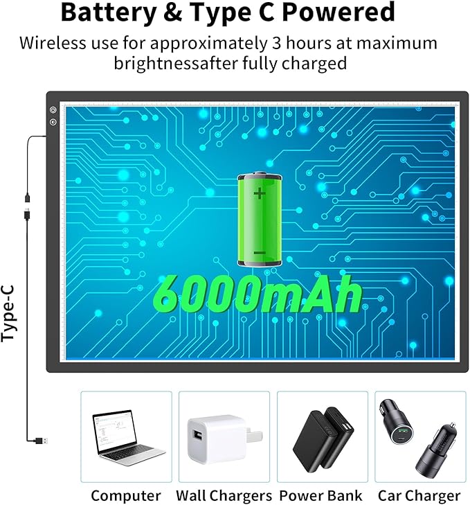 Rechargeable A1 Light Pad 35.4”x23.6”, Extra Large LED Light Board for Diamond Painting, 3-Color Modes Light Box, Diamond Art Light Table, Lightbox for Tracing and Drawing, Sketching, Artists