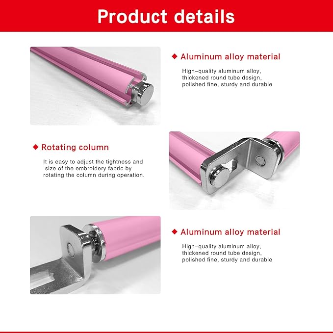 Couple Embroidery Art Embroidery Clip Frame Cross Stitch 4 Slot Presser Heavy Duty Embroidery Bandage Embroidery Frame Needlepoint Frame Embroidery Scroll Frame Embroidery Frames (Pink)