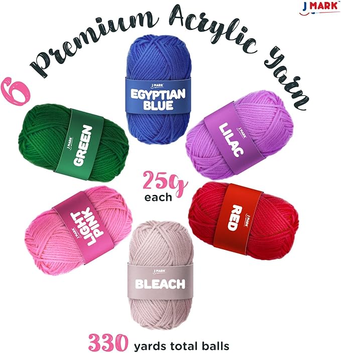 J MARK Crochet Kit for Beginners – Complete Crocheting Set with Acrylic Yarn and Accessories