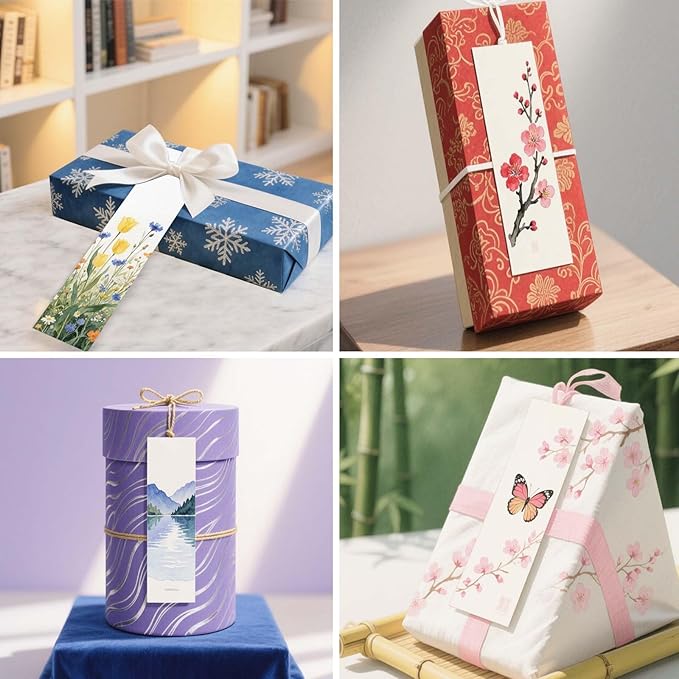 50 PCS Watercolor Paper Blank Bookmarks 1.9" x 7.8", 100% Cotton 140lb/300gsm Watercolor Paper Cards for DIY Classroom and Gifts Tags