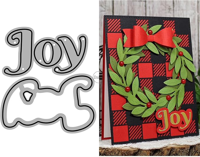 DzIxY Shadow Christmas English Words Joy Metal Cutting Dies for Card Making Kit Embossing Paper Die Cuts Set Scrapbook Stencils Supplies Machine Templates