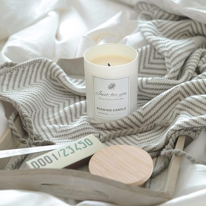 CONNOO 15 Pack Colorful Glass Candle Jars with Bamboo Lids for Making Candles, 7 oz Empty Candle Tins with Wooden Lids, Bulk Clean Candle Containers - Dishwasher Safe