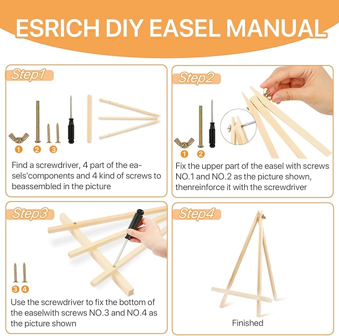 8 Pack 14 Inch Wood Easels, Tabletop Easels, Easel Stand for Painting, Tripod Painting Easels for Art & Crafts, Portable Canvas Holders