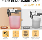 8 OZ Thick Candle Jars for Making Candles 15 Pcs, Empty Jars with Wood Lids for Candle Making, Sample Container, Frosted Pink