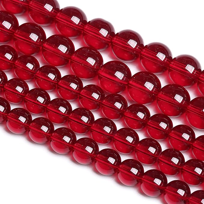 4MM 90PCS Garnet Red Glass Crystal Spacer Loose Beads for Jewelry Making DIY Bracelet 15 Inches 1 Strand