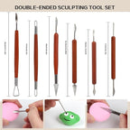 17Pcs Clay Sculpting Tools, Basic Clay Tools Kit, Polymer Clay Tools with Wooden Handles & Tool Bag, Practical Air Dry Clay Tools for Dotting, Carving, Molding, Pottery Kit for Adults Kids