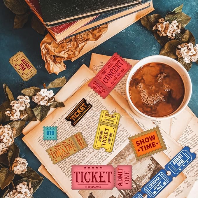 GLOBLELAND Tickets Clear Stamps for Cards Making Movie Ticket Clear Stamp Seals 5.83x8.27inch Transparent Stamps for DIY Scrapbooking Photo Album Journal Home Decoration