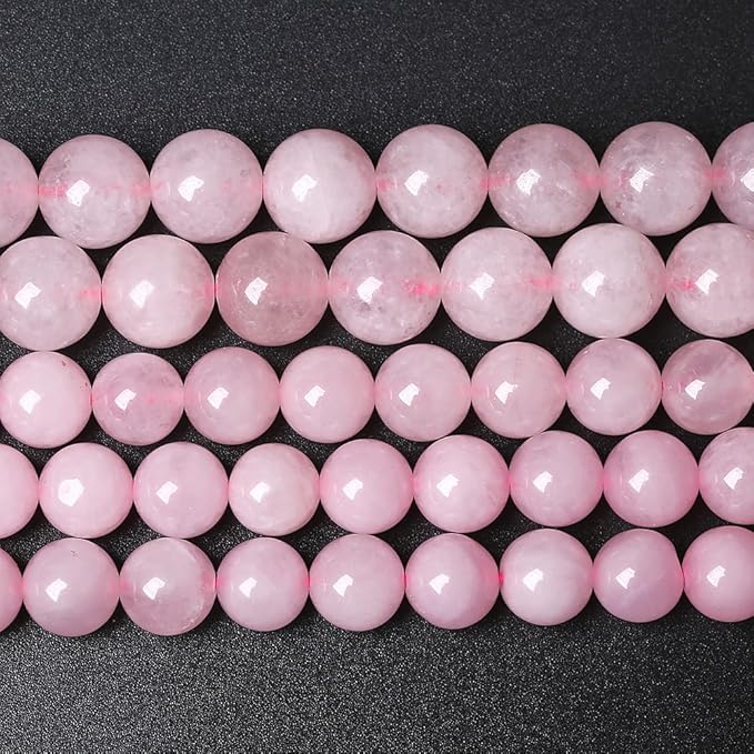 72pcs 10MM Natural Rose Quartz Stone Energy Healing Beads Round Loose Beads for Jewelry Making Bracelet Necklaces 2 Strands 32"