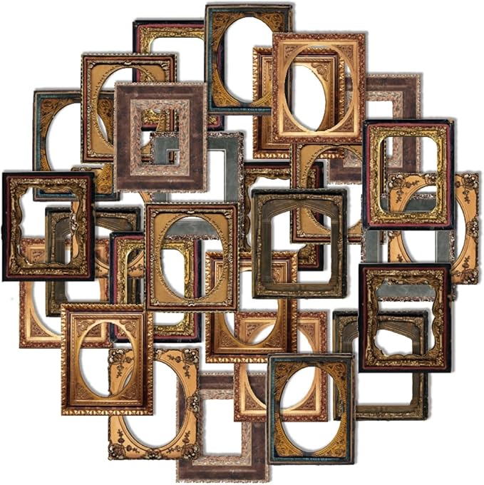 30Pcs Vintage Scrapbook Paper Photo Frame for Scrapbooking Junk Journal Collage Diary Embellishment DIY Photo Album DIY Craft Decoration, 10 Patterns (YSDC3)
