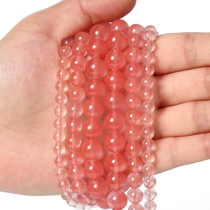 60pcs 6mm Natural Stone Beads Watermelon Crystal Beads Crystal Gemstone for Jewelry Making, DIY Bracelet Necklace