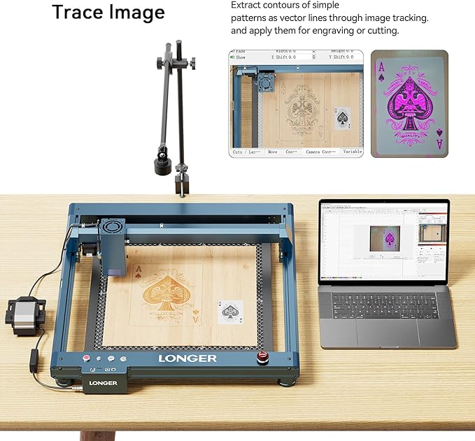 LONGER LightBurn Camera Kit for Laser Engravers – 5MP Time-Lapse Digital Camera with Precise Positioning, Multi-Task Engraving, and Preview Support for LightBurn