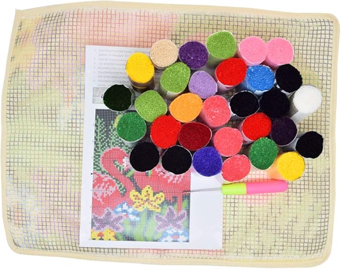 Ylkgogo Latch Hook Kits for Adults, Color Printed Canvas DIY Rug Crafts Arts Carpet for Home Decoration Festival Gift 20.5"X15" (Rose 02)