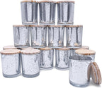 Thick Candle Jars for Making Candles 16 Pcs, 7 OZ Empty Jars with Wood Lids for Candle Making, Sample Container, Silver