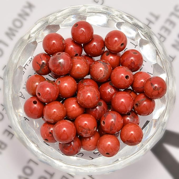 NCB 200pcs 6mm Red Jasper Loose Beads for Jewelry Making, Natural Semi Precious Beads Round Smooth Gemstones Spacer Beads Charms for Necklaces Bracelets (Red Jasper, 6mm 200Beads)