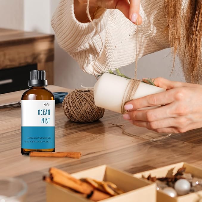 Ocean Mist Fragrance Oil, MitFlor Single Scented Oil, Large Size Premium Grade Fragrance Oil (3.38 OZ/100ML), Perfume, Soap, Candle Making Scent, Fresh Summer Essential Oils for Diffuser