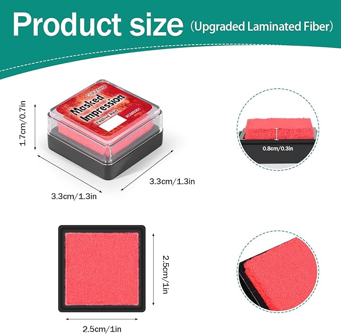 CraftyManor Masked Impression Mini Ink Pads for Stamps, Water Based Smudge Chalk Stamp Pad for Scrapbooking, Journaling, Card Making, DIY Craft Scrapbook Supplies for Adults (8 Colors)