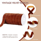 Chuangdi 1 Inch, 30 Yard Christmas Ginger Velvet Ribbon Wide Vintage Velvet Ribbons for Christmas Tree Ornaments Flower Bouquets Wedding Wreath Bow Making DIY Craft Choker