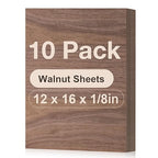 10 Pack Walnut Plywood Sheets, 12 x 16 x 1/8 Inch, 3mm Plywood for Laser Cutting, Thin Unfinished Wood Sheets for Architectural Models, DIY Wood Crafts
