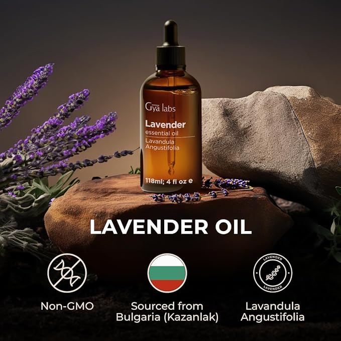 Gya Labs Lavender Essential Oil - 4 Fl Oz - for Hair, Skin, Diffuser, Aromatherapy & DIY Candle Making Scent