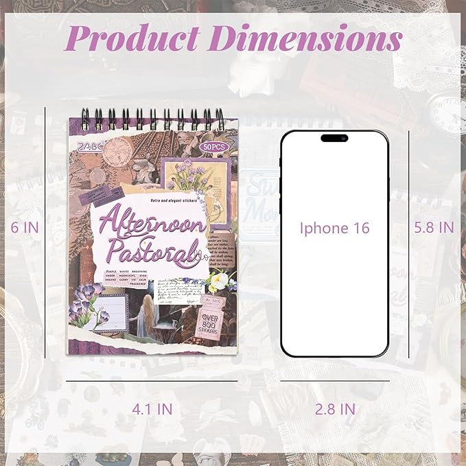 Vintage Scrapbook Sticker Supplies, 25 Sheets PET and 25 Sheets Washi Stickers, Over 800 Self-Adhesive Pre-Cut Stickers for Junk Journal, Bujo, Collage, Adult Crafts Arts, Letters DIY