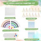 Qilery 24 Set 8 x 10 Inch Canvas Boards and Easel for Painting, Acrylic Paint Strips, Palettes, Brushes, Canvases Painting Kits for Kids Adults Artists Beginners Oil Acrylic Painting Party Favors