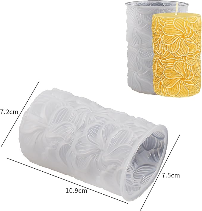 Flower Petal Cylinder Candle Mold - Resin Casting Silicone Molds for Home Decor & Candle Making Wave Spiral Mold