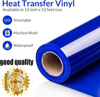 HTV Sapphire Blue Heat Transfer Vinyl Rolls 12 Inch by 8feet Roll Iron on DIY for T-Shirt Easy to Cut & Weed for Heat Vinyl Design Glossy (8Ft, Sapphire Blue)