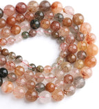 10MM 36PCS Natural Crystal Stone Colorful Rutilated Quartz Beads for Jewelry Making DIY Bracelet