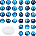 Natural Stone Genuine Stones DIY Round Beads 8mm 100pcs Beading Loose Gemstone Hole Size 1mm Charm Smooth Beads for Bracelets Necklaces Earrings (Aquamarine Tiger's Eye 8mm)
