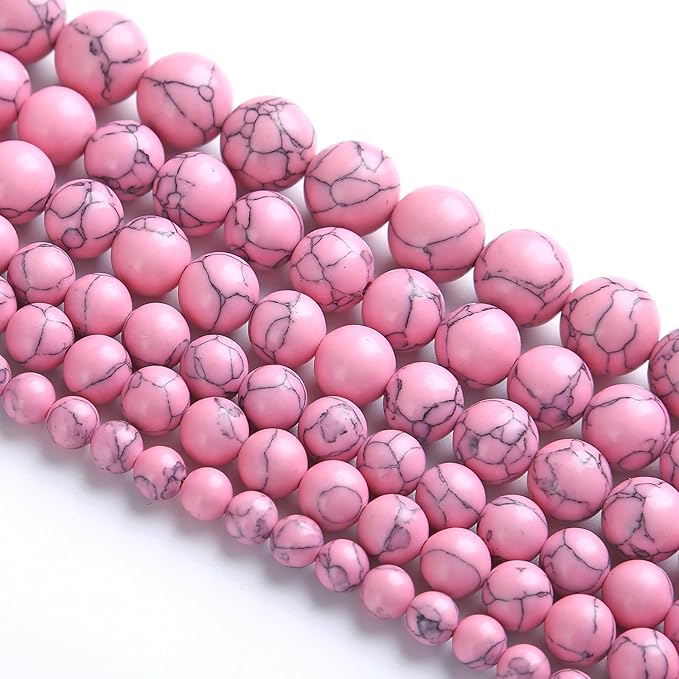 160PCS 4MM Pink Turquoise Spacer 2 Strands Loose Beads for Jewelry Making DIY Bracelet Necklace