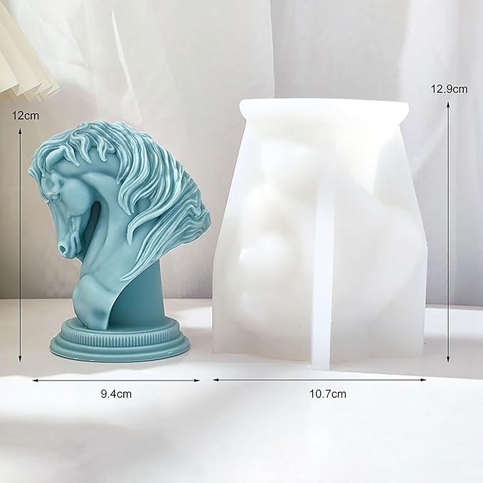 Horse Head Molds Horse Candle Resin Mold - Resin Casting Silicone Molds for Home Decor & Candle Making Wave Spiral Mold