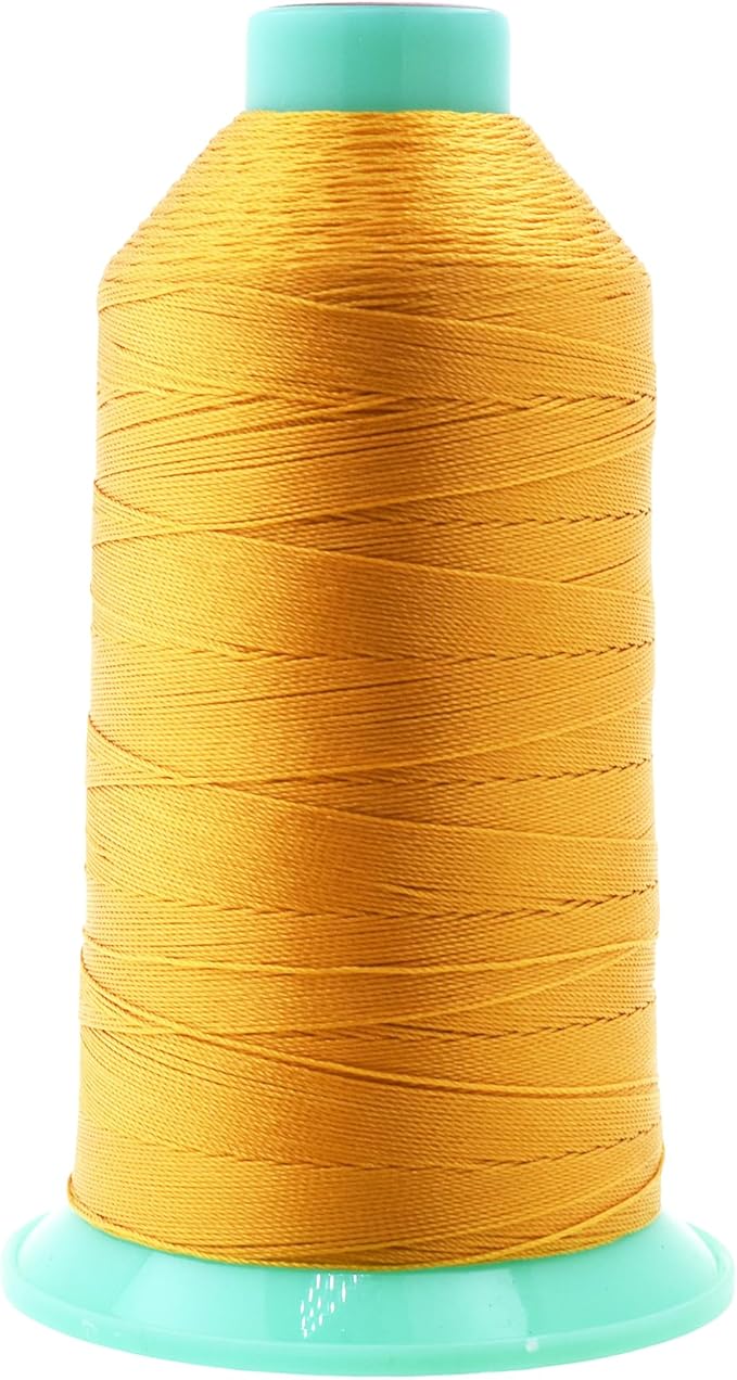 Mandala Crafts Bonded Nylon Thread Gold Heavy Duty Sewing Threads - 1100 YDs Size 92 280D T90 Tex 90 Thread for Leather Jeans Weaving Outdoor Marine Upholstery Threads