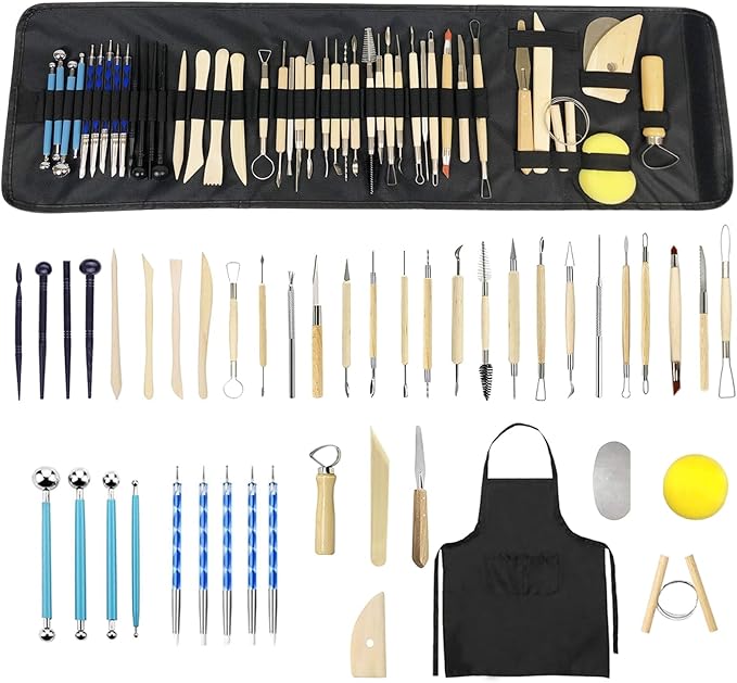 WQHDQLY Pottery Sculpting Tools 45PCS,Clay Tools Pottery Tools Clay Sculpting Tools for Kids Polymer Clay Tools Kit Ceramic Tools for DIY Handcraft Modeling Clay Carving Tools Set