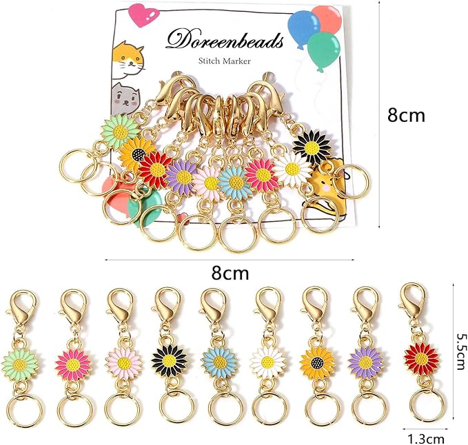 DoreenBeads Stitch Markers for Crocheting and Knitting, Alloy Enamel Crochet Marker Crochet Gifts for Knitting Weaving Sewing Accessories Quilting Jewelry Making